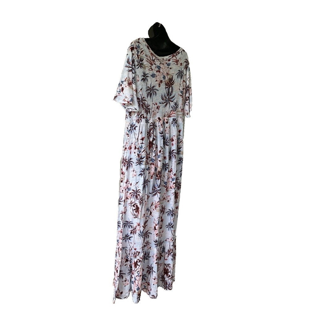 Torrid Maxi Dress Babydoll Cover Up Tropic Palm Tree Beach Short Sleeve Sz 2 NWT - Picture 3 of 11